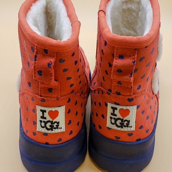 UGG boots orange-red heart. Women size 7 - Picture 5 of 8